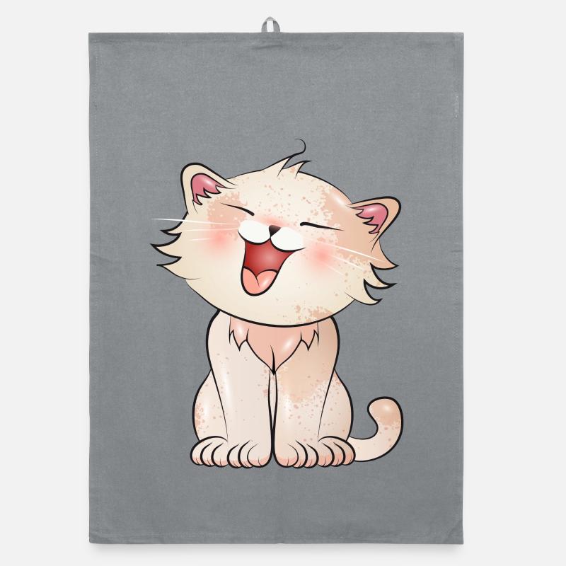 Mignon chat miaulé dans le style comique Torchon bio