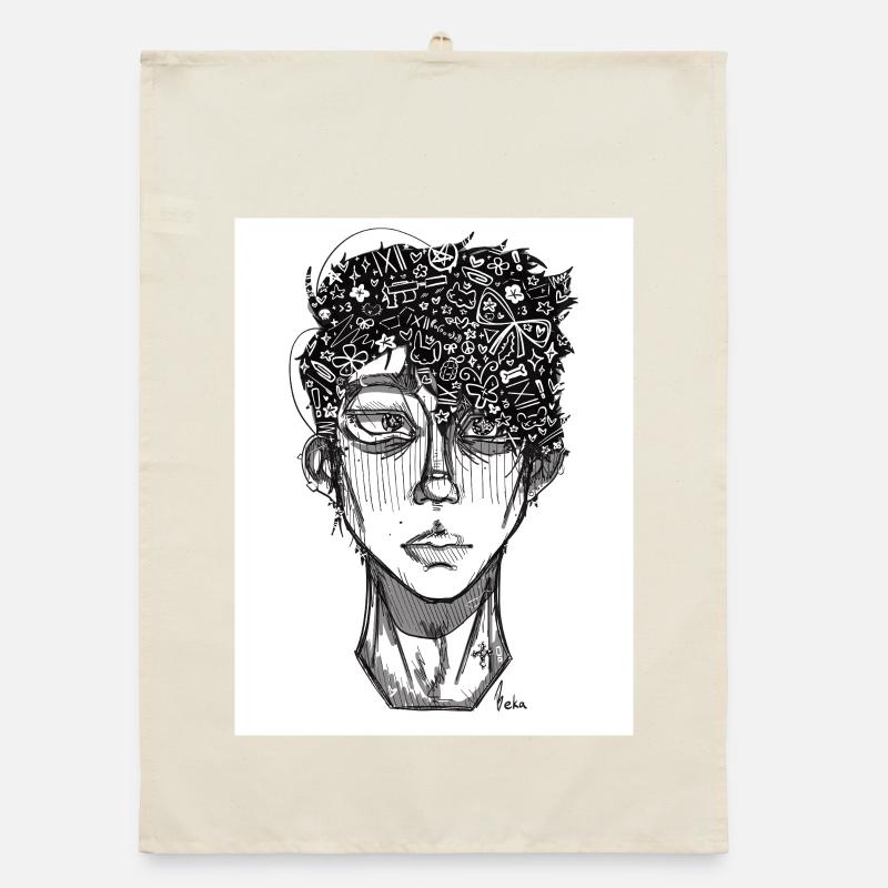 Doodle The Face Organic Geschirrtuch