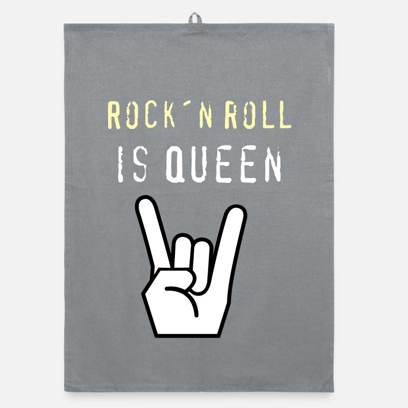 Rockn_Roll_is_Queen - Organic dish towel - grey