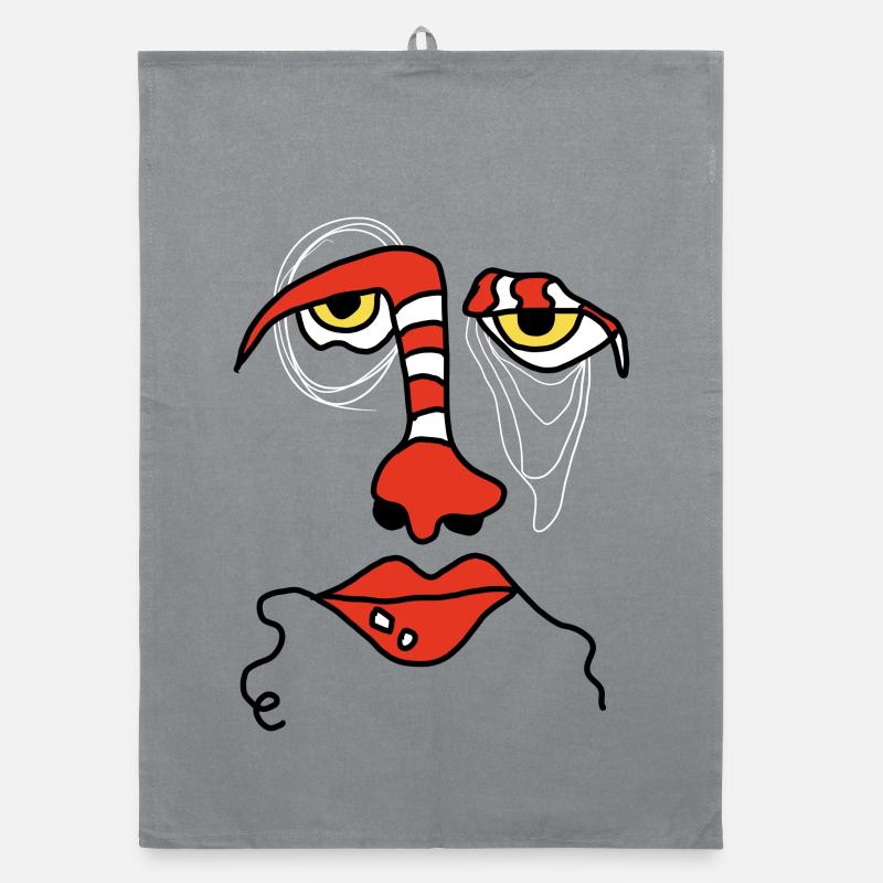 Visage abstrait avec rayures Torchon bio