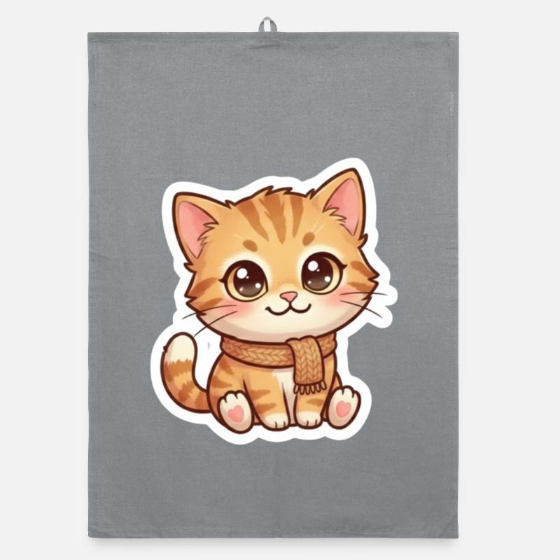 Chaton orange douillet en écharpe Torchon bio