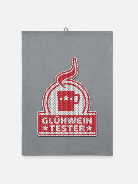 Glühwein Tester - Gestrickt / Gehäkelt - UGLY XMAS - Organic Geschirrtuch - Grau - Vorne