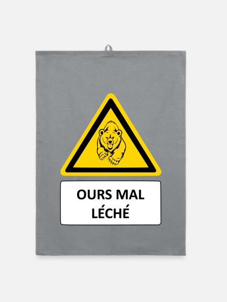 Ours mal léché - Torchon bio - bruyère - Devant