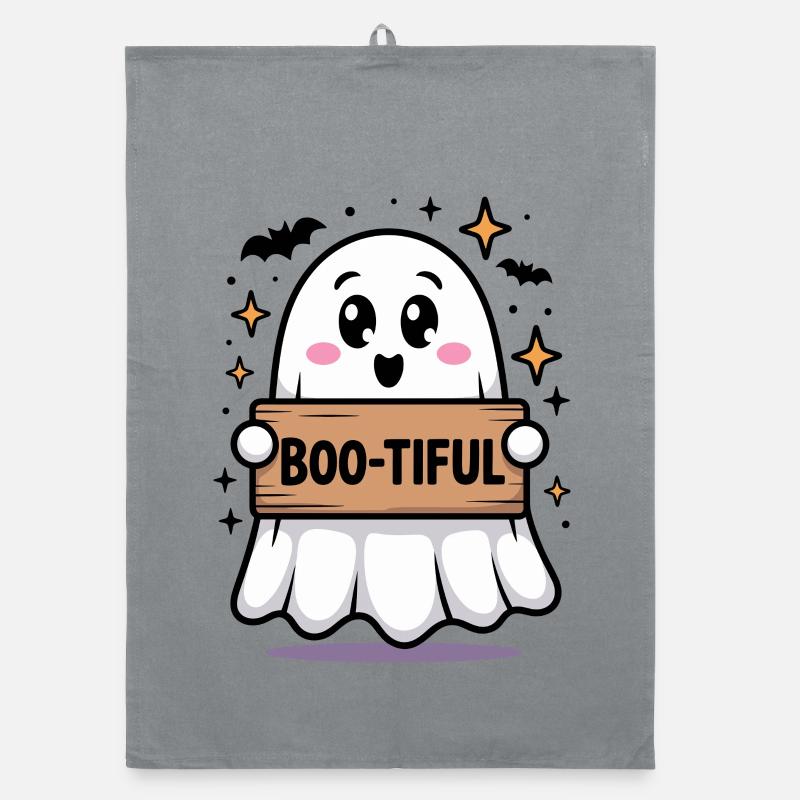 Cute Ghost Halloween Print Organic dish towel