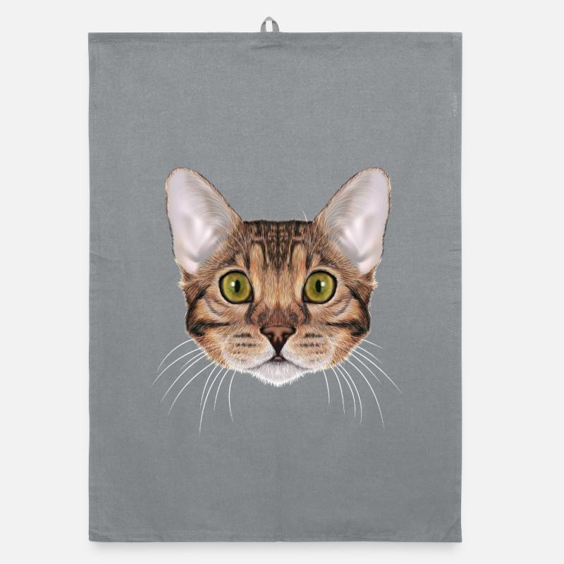 Bengalkatze  - Organic Geschirrtuch - Grau