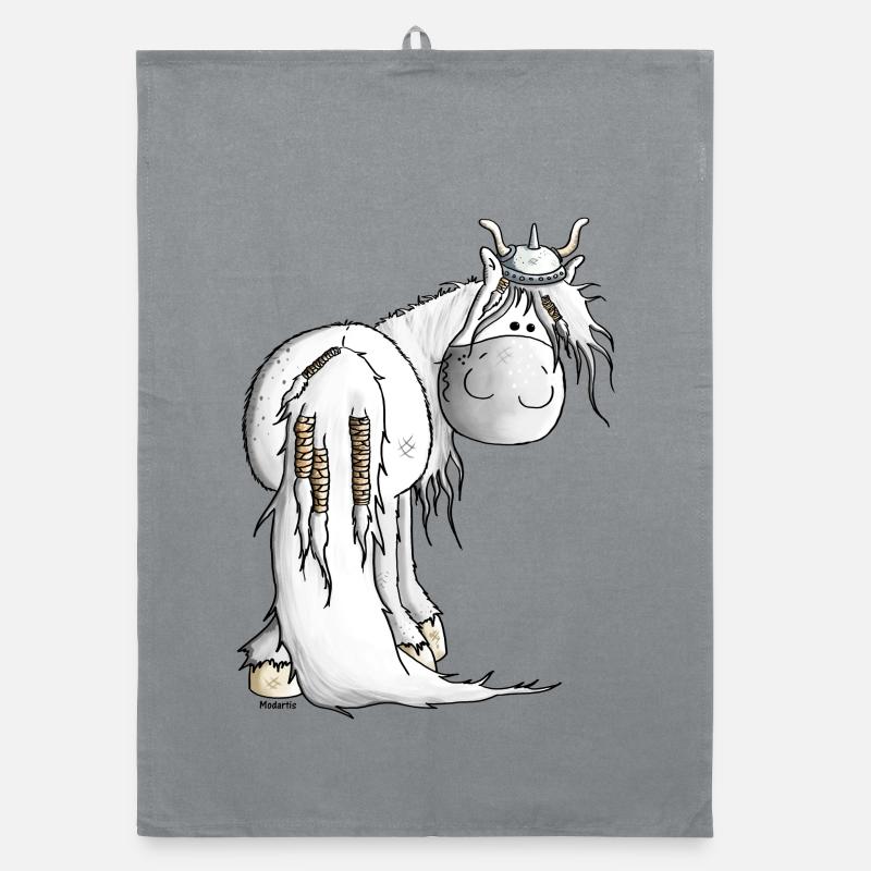 Wikinger Isländer - Pferd - Organic Geschirrtuch - Grau