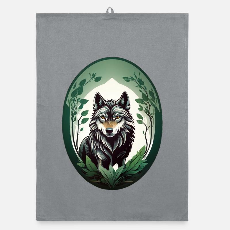 Forest dweller wolf Organic dish towel