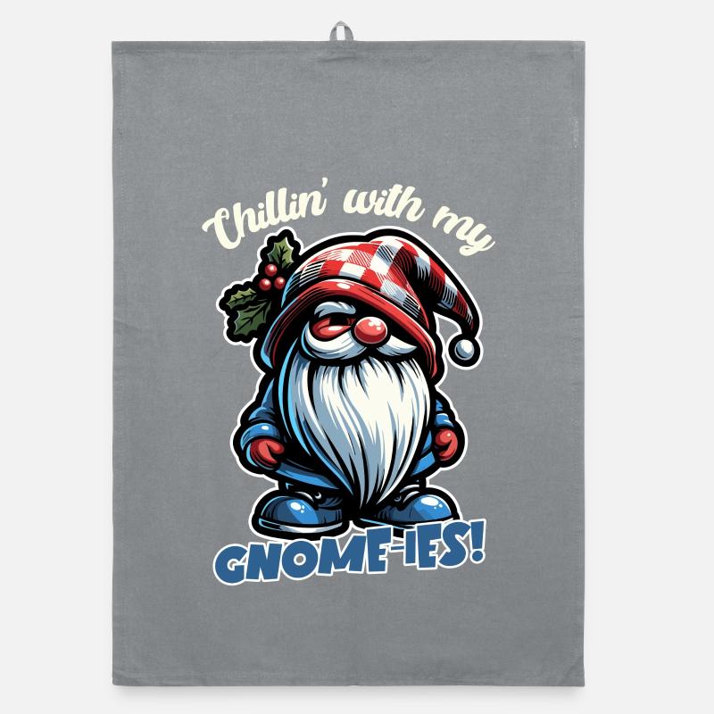 Chillin' avec My Gnomies Conception de nain de Noël Torchon bio