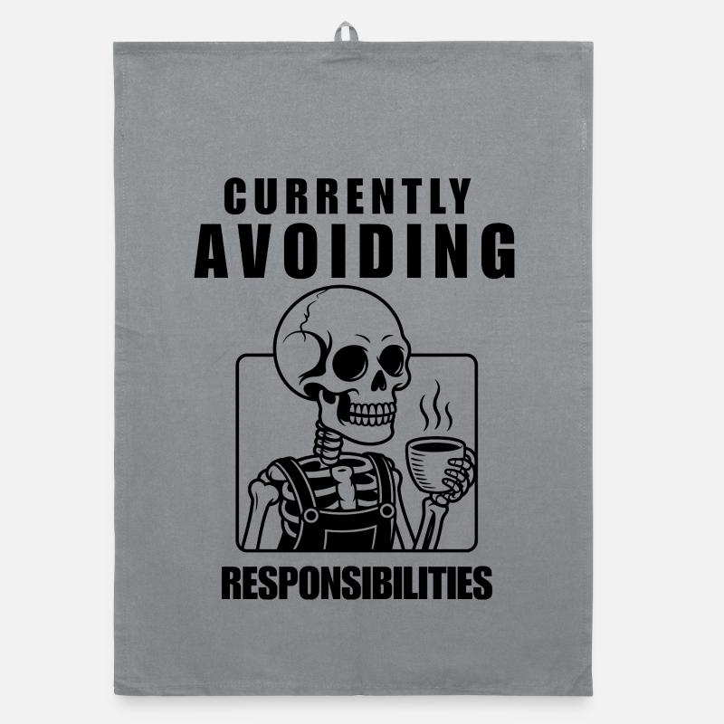 Currently Avoiding Responsibilities Skeleton Organic dish towel