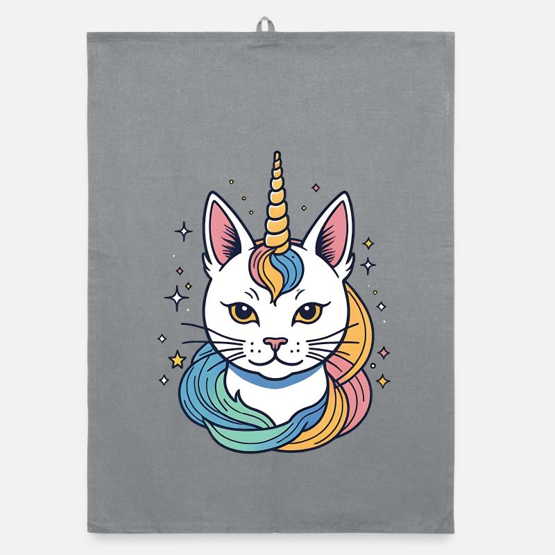 Regenbogen Einhorn Katze Organic Geschirrtuch