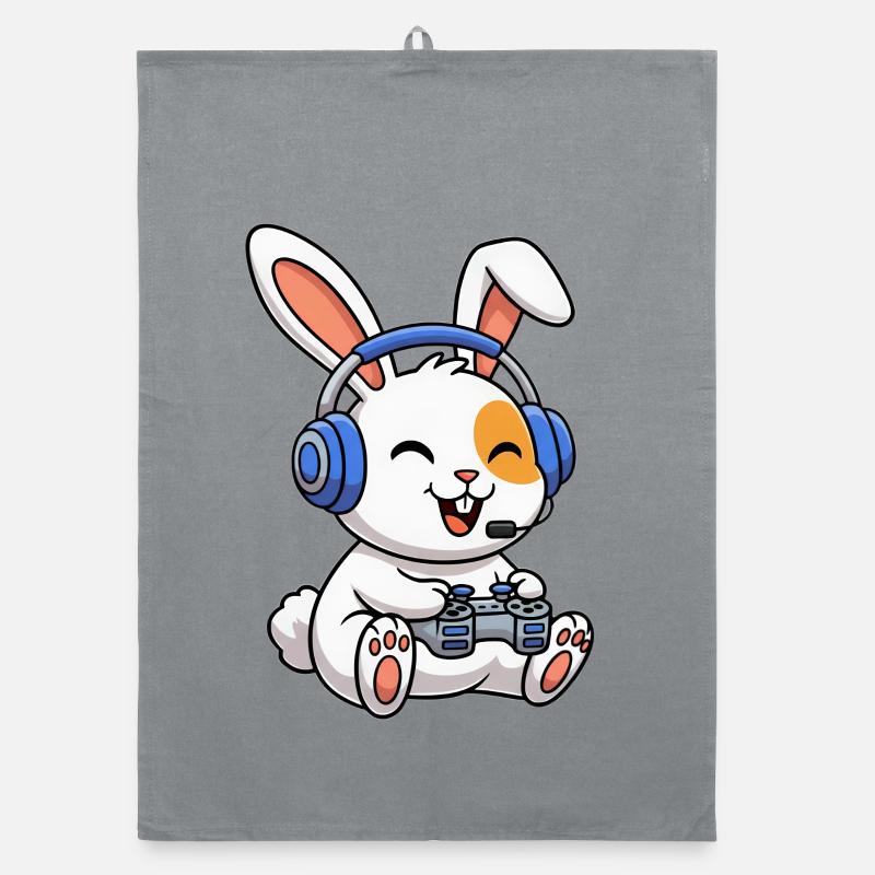 Rabbits playing games Organic dish towel