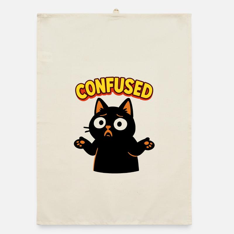 Confused Cat: Disoriented Comic Illustration Organic dish towel