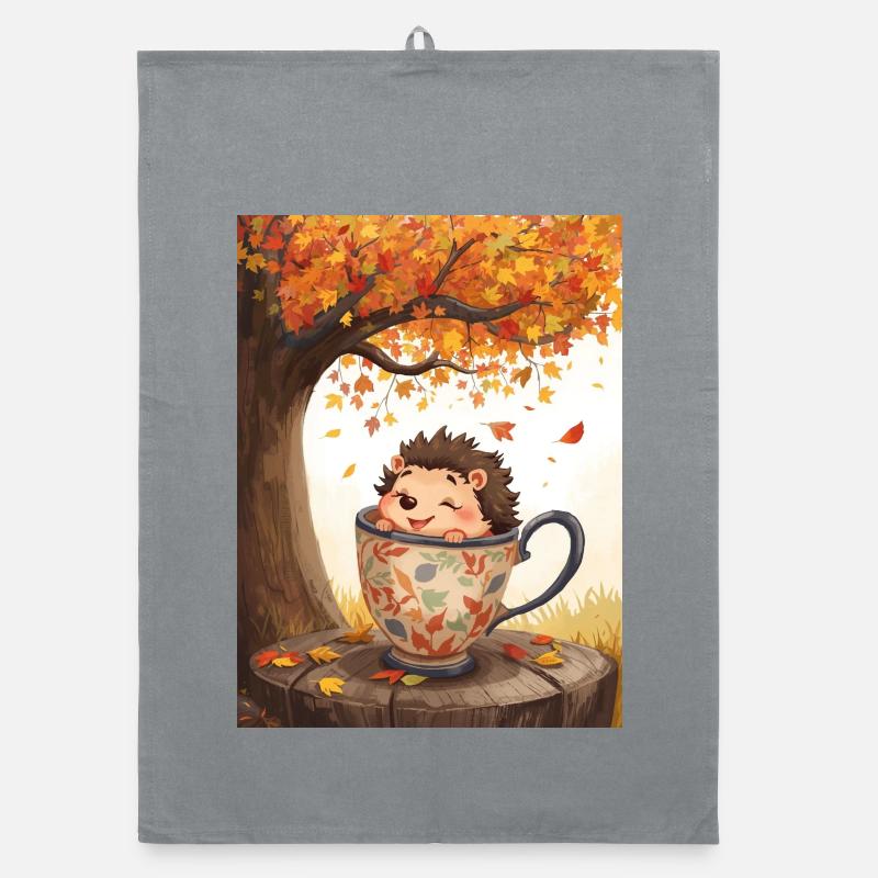 EC Hedgehog in Mug I Autumn I Holiday I Gift Idea Organic dish towel
