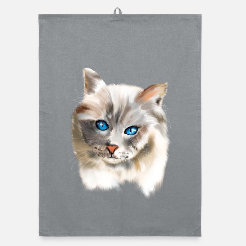 Chat aux yeux bleus Torchon bio