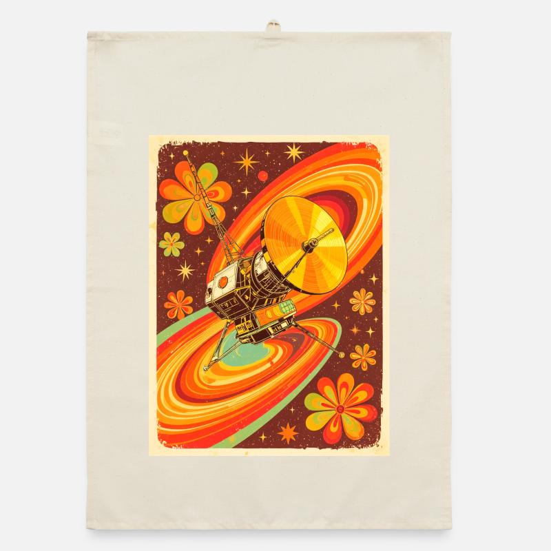 Psychedelic Space Probe in Retro Universe Organic dish towel