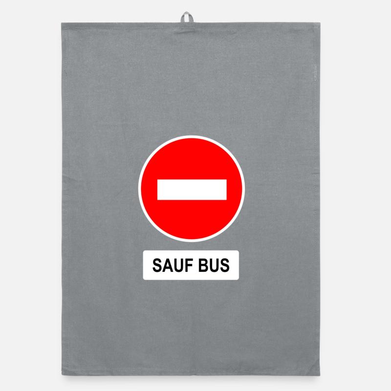 Sauf Bus Verkehrszeichen Remix Organic Geschirrtuch