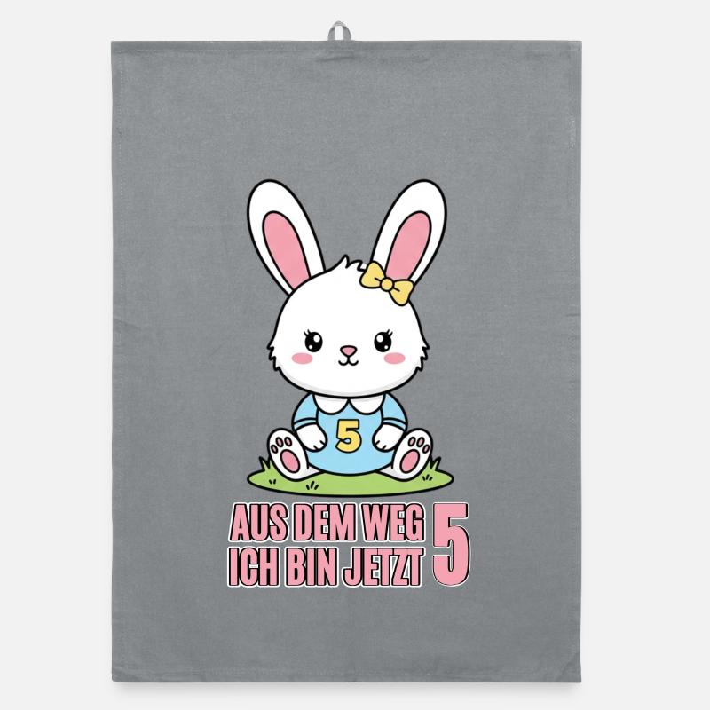 5th Birthday Rabbit Organic dish towel