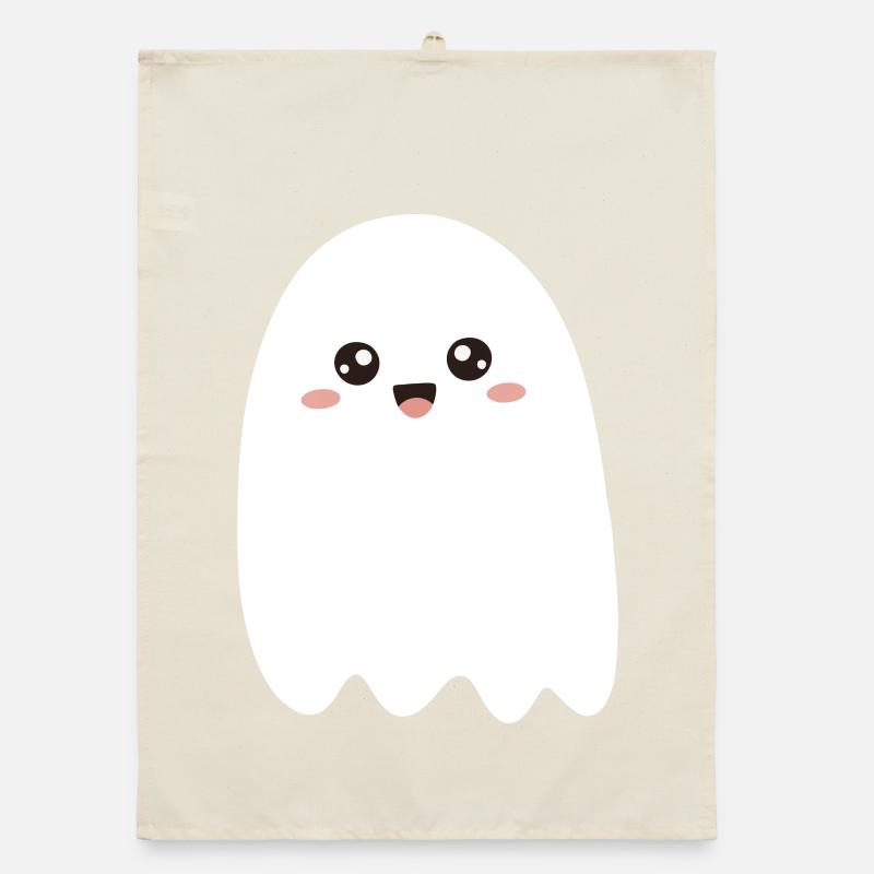 Kawaii Ghost Smile Tee Organic Geschirrtuch