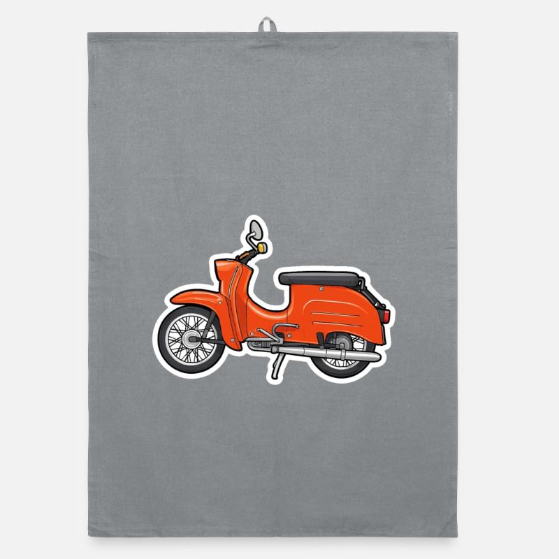 Retro Orange Simson Schwalbe Design Organic Geschirrtuch