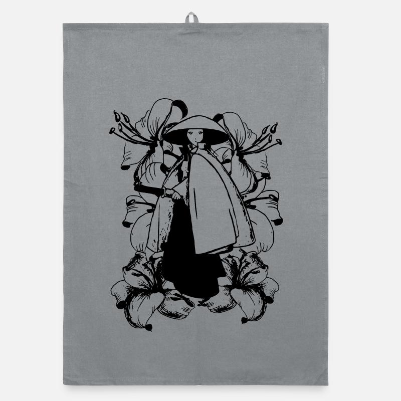 Samurai with Katana Organic dish towel