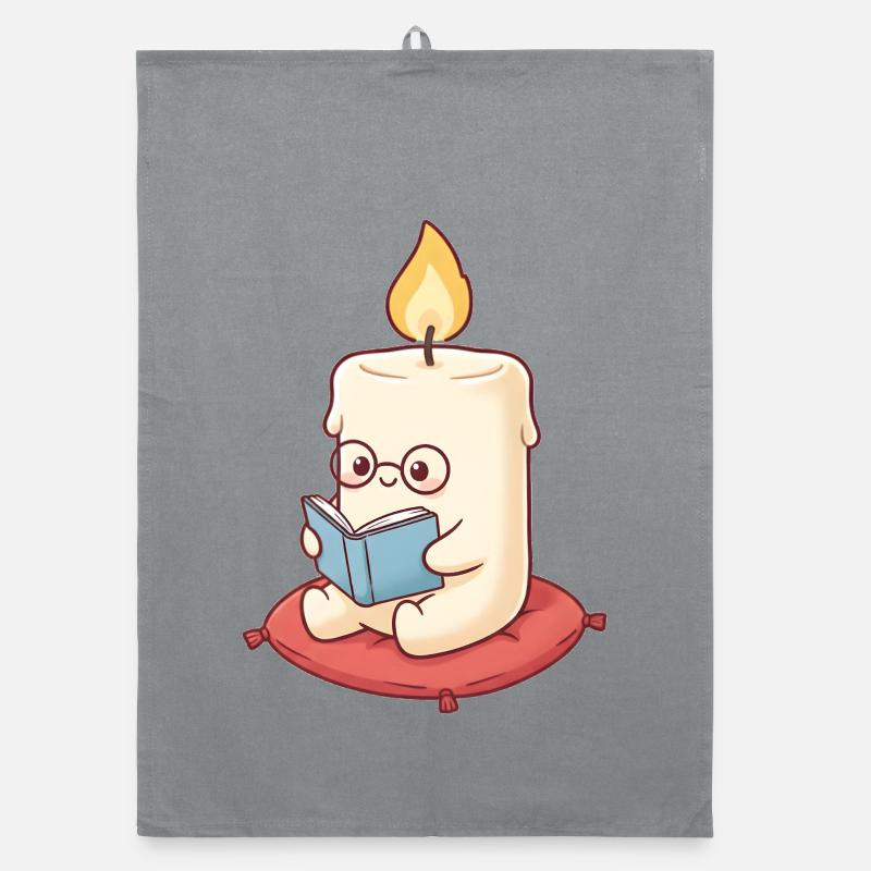 Candle reading a book Organic dish towel