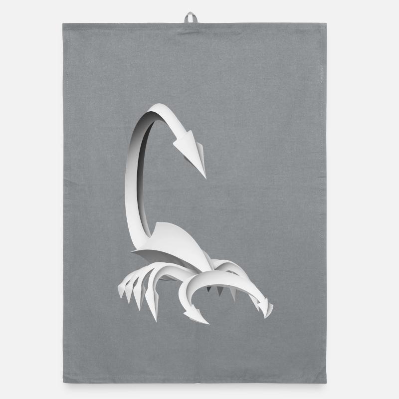 Futuristic scorpion in black and white Organic dish towel