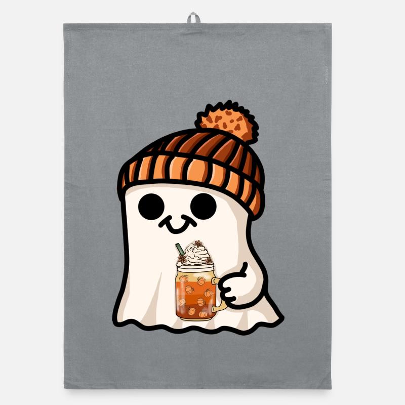 Halloween Ghost Hat Pumpkin Tea Coffee Fall Cute Organic dish towel