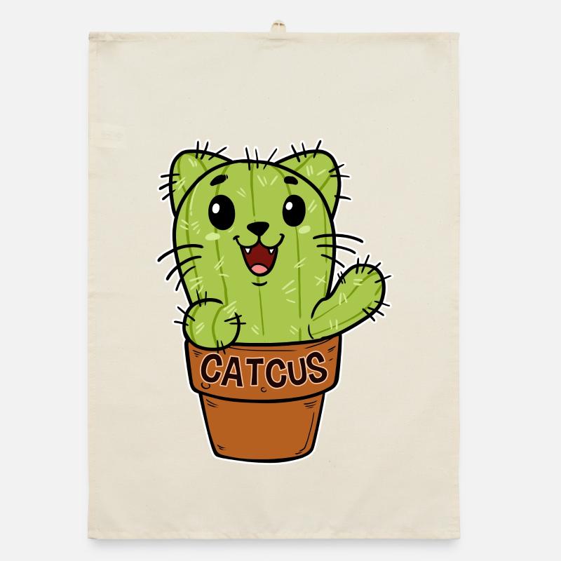 Cat Cactus Kitten Cacti Organic dish towel
