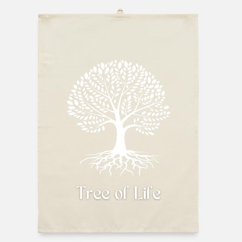 Tree of Life Silhouette White Organic dish towel
