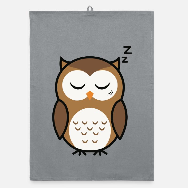 Cute sleeping owl minimalist style Organic dish towel