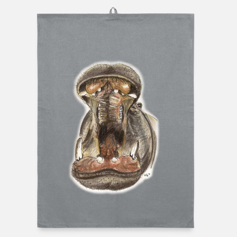 Hippo Hippo Mouth Illustration Organic dish towel