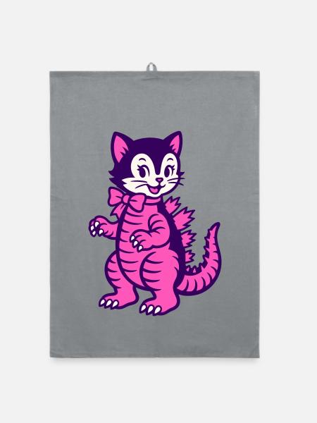 Chat monstre - Torchon bio - bruyère - Devant
