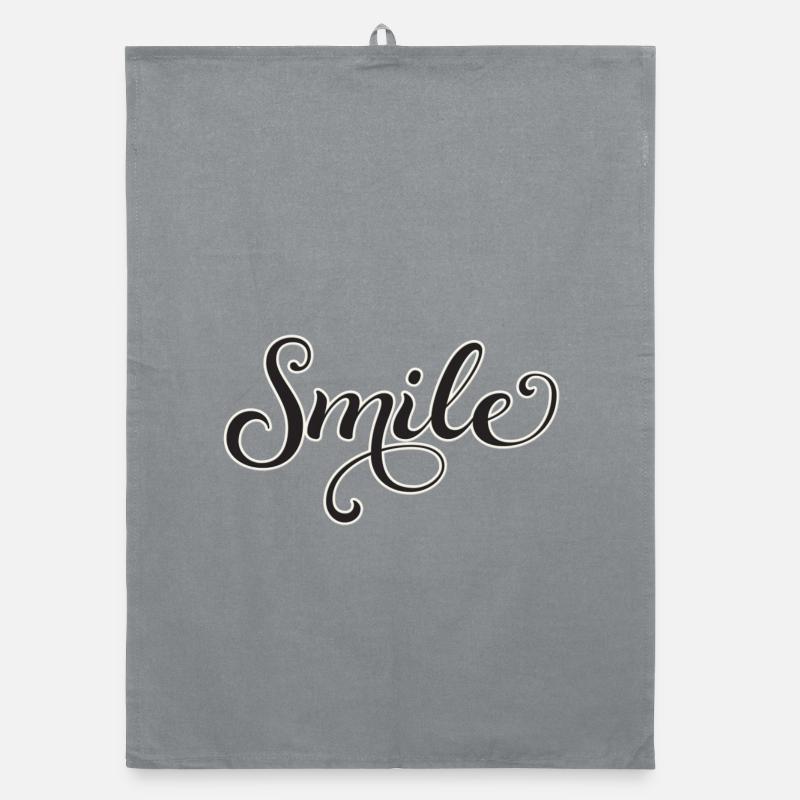 Lächelnder Script-Schriftzug Smile - Organic Geschirrtuch - Grau