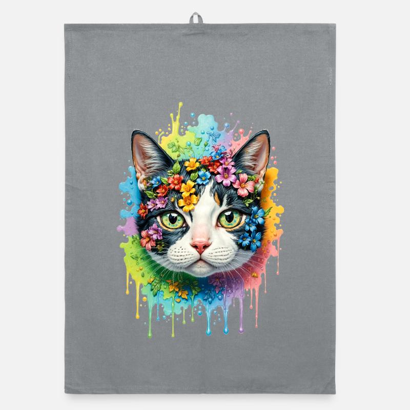 Bunte Katze Organic Geschirrtuch