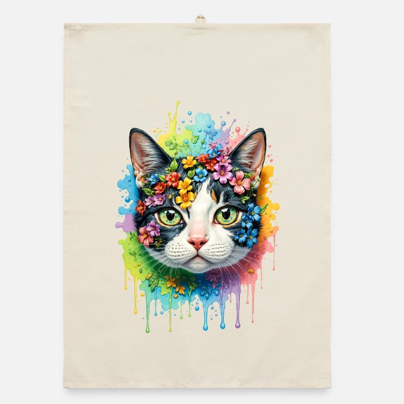 Bunte Katze Organic Geschirrtuch