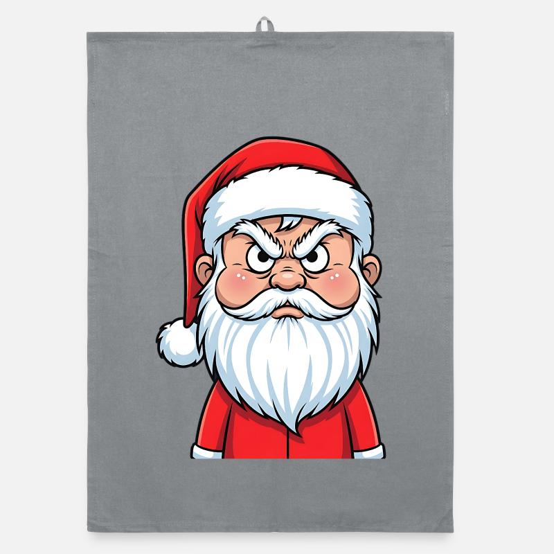 Dessin animé drôle du Père Noël en colère Torchon bio