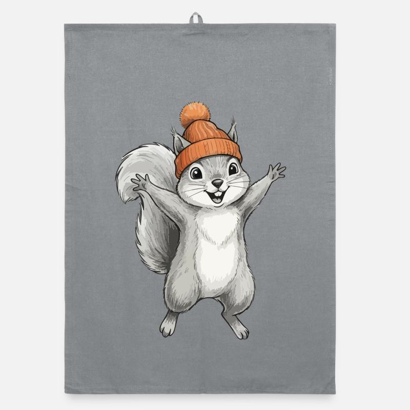 Squirrel with cap Organic dish towel