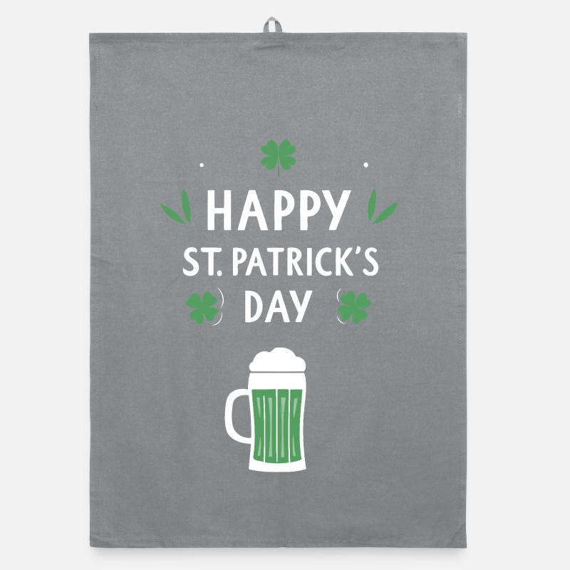St. Patrick's Day Beer & Clovers Organic dish towel