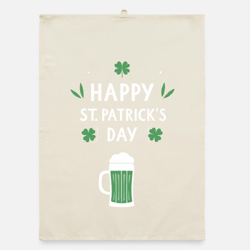 St. Patrick's Day Bier & Kleeblatt Organic Geschirrtuch