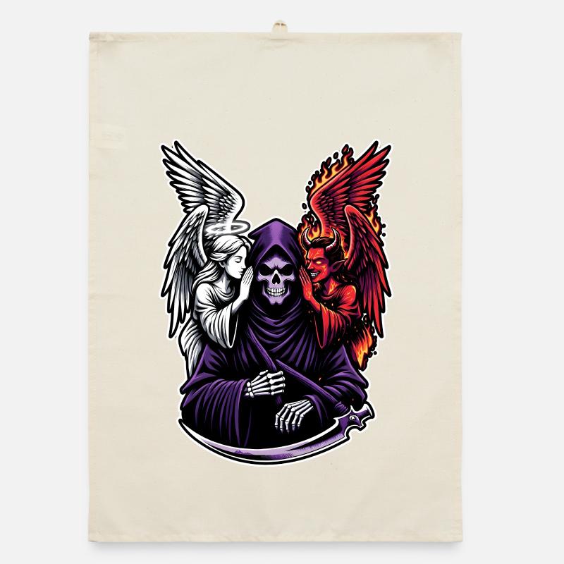 Sensenmann mit Engel und Dämon Organic Geschirrtuch