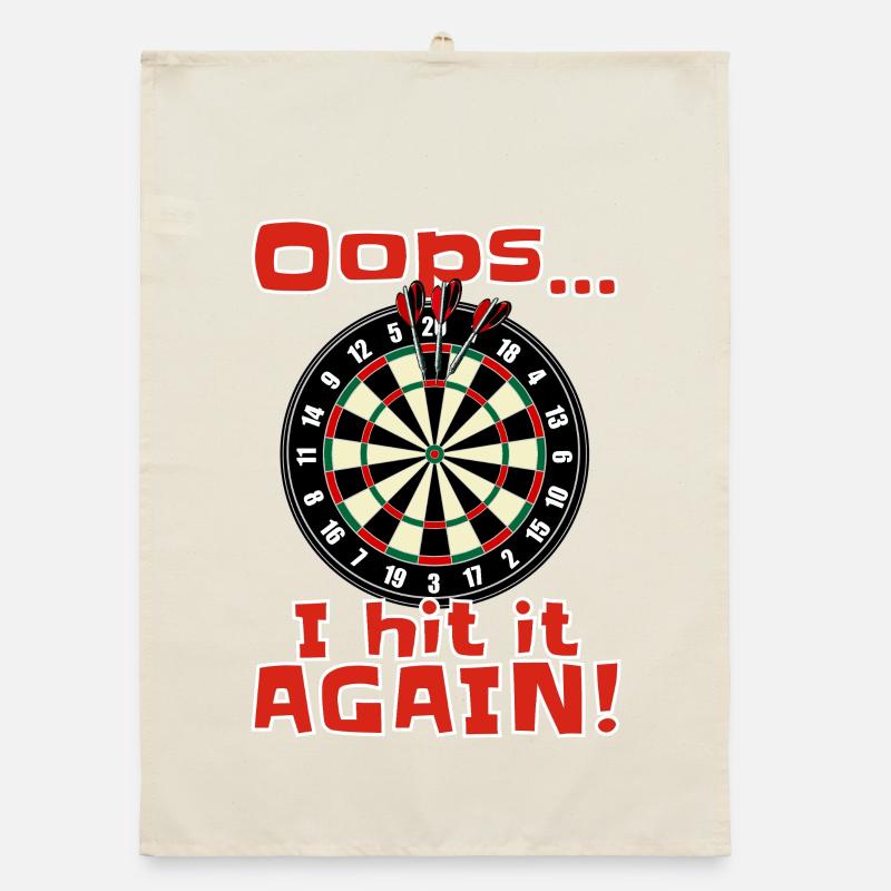 Darts Fun Shirt Oops i hit it again Organic dish towel