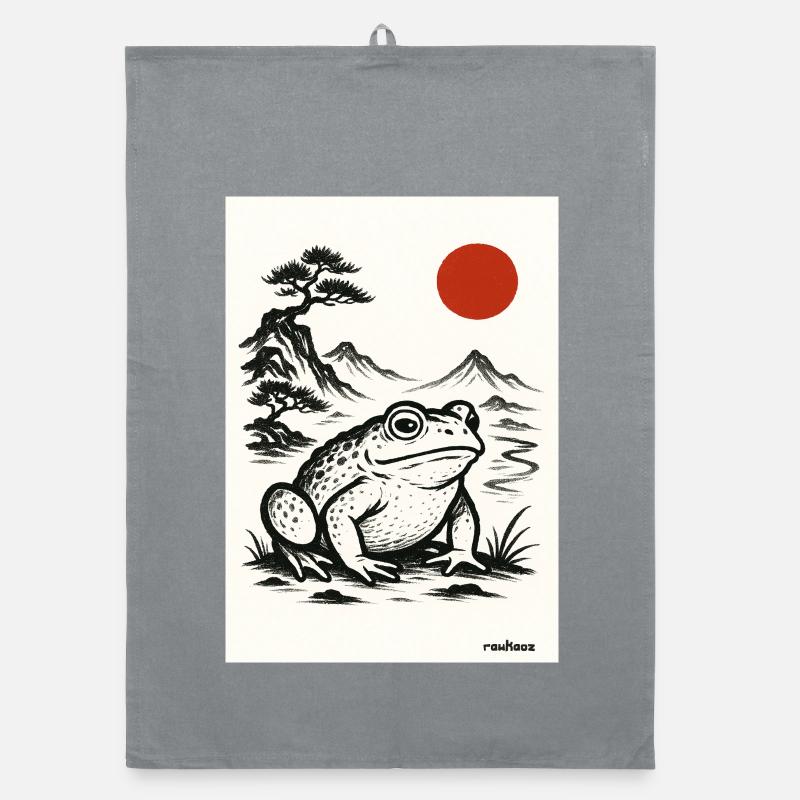 Grenouille crapaud sous le soleil japonais Torchon bio