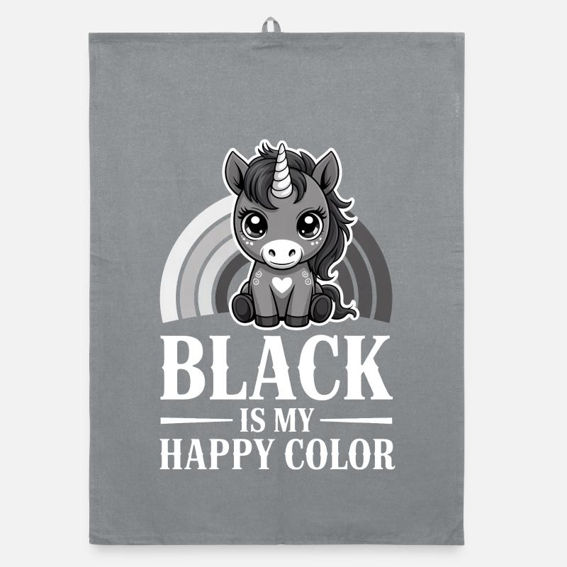 Le noir est ma licorne de couleur joyeuse Torchon bio