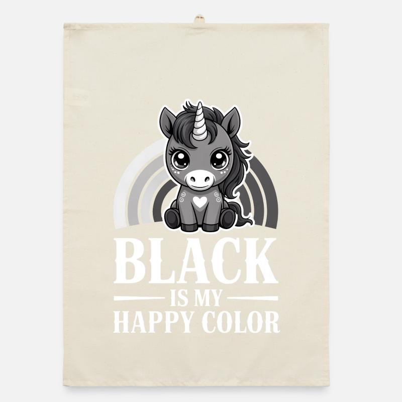 Le noir est ma licorne de couleur joyeuse Torchon bio