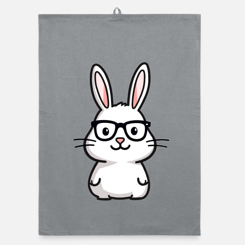 Rabbit with glasses Organic dish towel