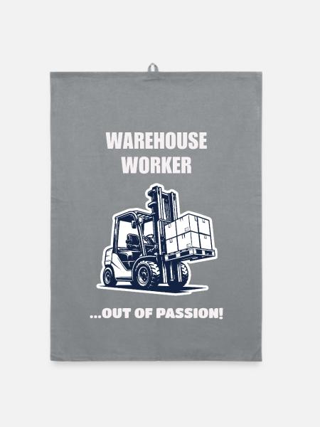 Warehouse Worker Out Of Passion Stapler Geschenk - Organic Geschirrtuch - Grau - Vorne