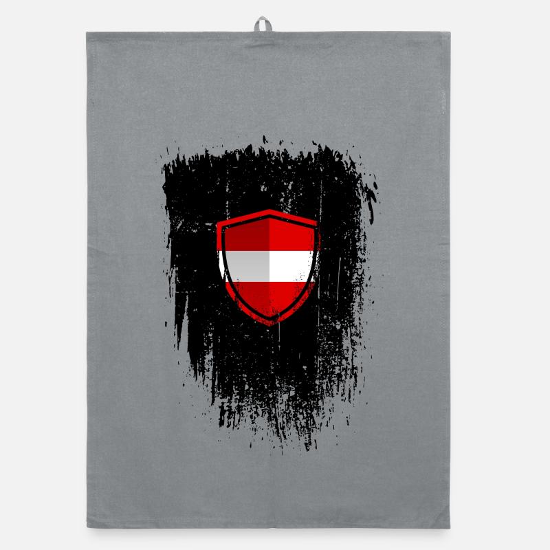 Austrian Flag Shield Grunge Organic dish towel