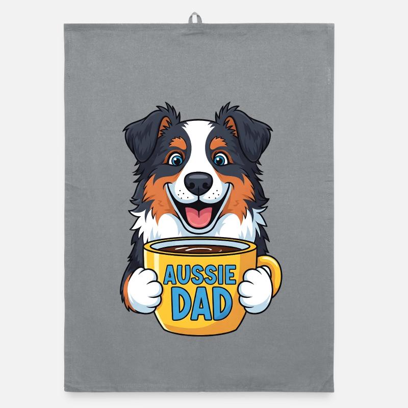 Australian Shepherd mit Kaffeebecher - Aussie Dad Organic Geschirrtuch