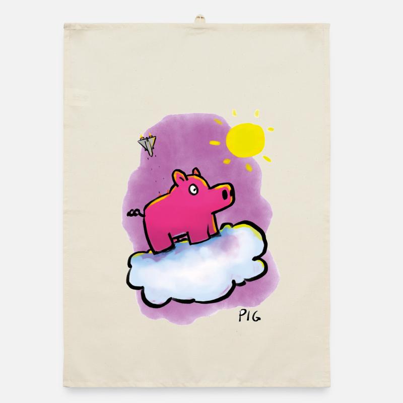 Warpig on a cloud Organic Geschirrtuch