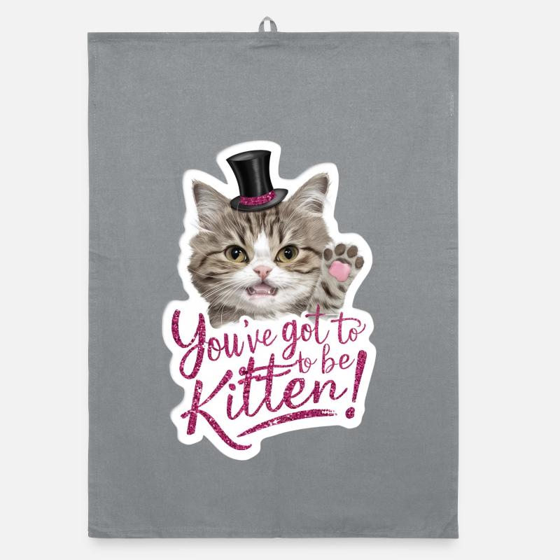 Katze - Du musst Kätzchen sein! - Organic Geschirrtuch - Grau
